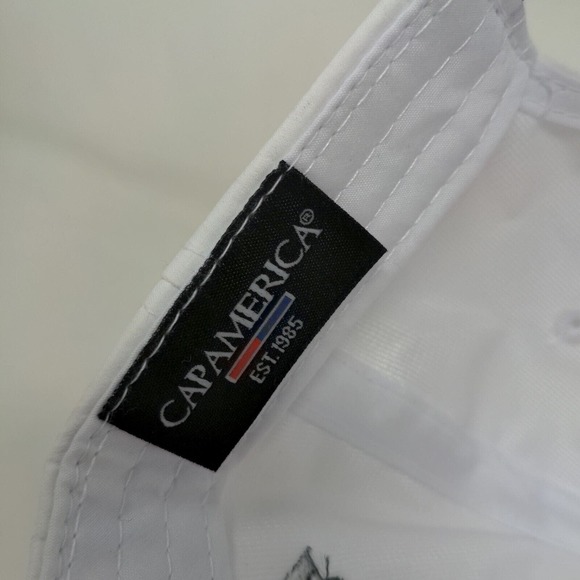 Cap America Men's Strapback Hat White Adjustable Athletics Sports Group Logo - Picture 7 of 8